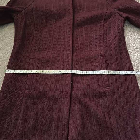 Talbots Long Duster Jacket Coat Crepe Textured Wool Blend Cranberry Size 16 - Picture 8 of 12